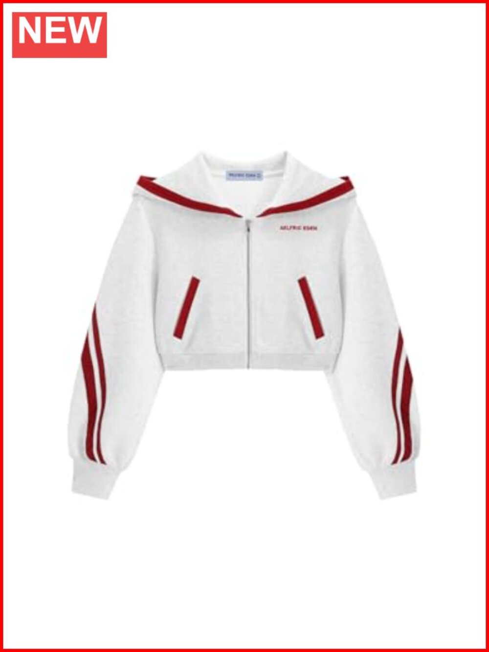Aelfric Eden Cropped Contrast Stripe Zip Up Hoodie Y2K Streetwear Jacket